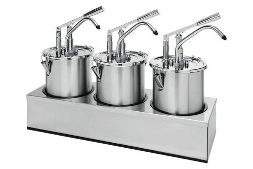 KSD-1030-000 | PREMIUM SAUSDISPENSER VOLLEDIG IN RVS INOX POT 4.5L INCL DEKSEL, PER ST, SET 3