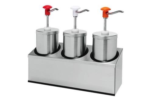 KSD-1130-000 | STANDAARD RVS SAUSDISPENSER INOX POT 2.25L INCL DEKSEL, PER ST,SET 3