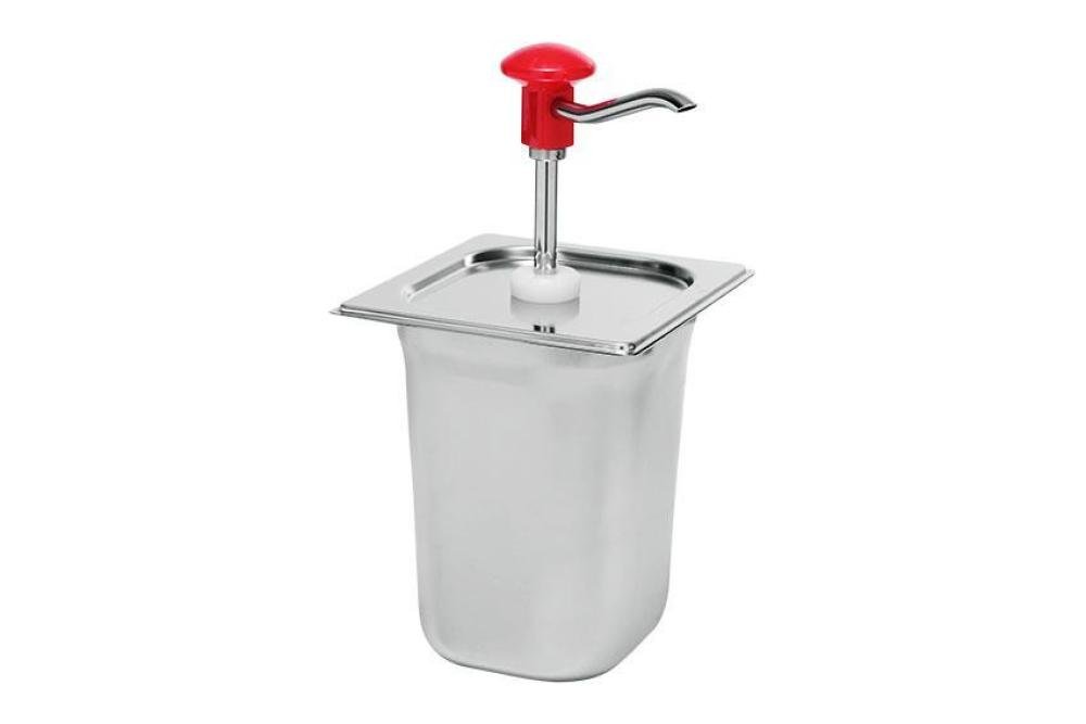 KSD-2010-000 | POMPE A SAUCE GASTRONORME EN INOX AVEC RECIPIENT 2.5L ET COUVERCLE