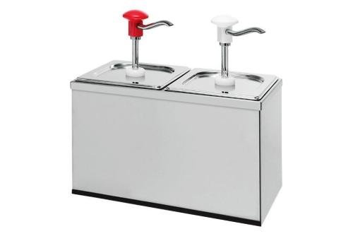 KSD-2020-000 | GASTRONORM RVS SAUSDISPENSER INOX POT 2.5L INCL DEKSEL, PER ST, SET 2