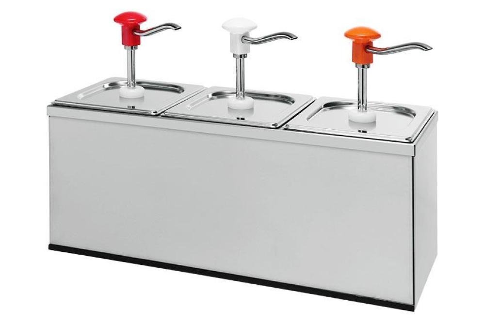 KSD-2030-000 | POMPE A SAUCE GASTRONORME EN INOX AVEC RECIPIENT 2.5L ET COUVERCLE, SET 3