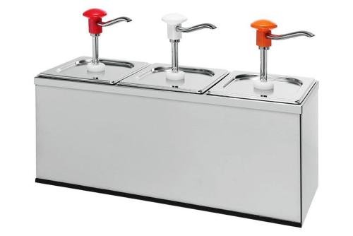 KSD-2030-000 | GASTRONORM RVS SAUSDISPENSER INOX POT 2.5L INCL DEKSEL, PER ST, SET 3