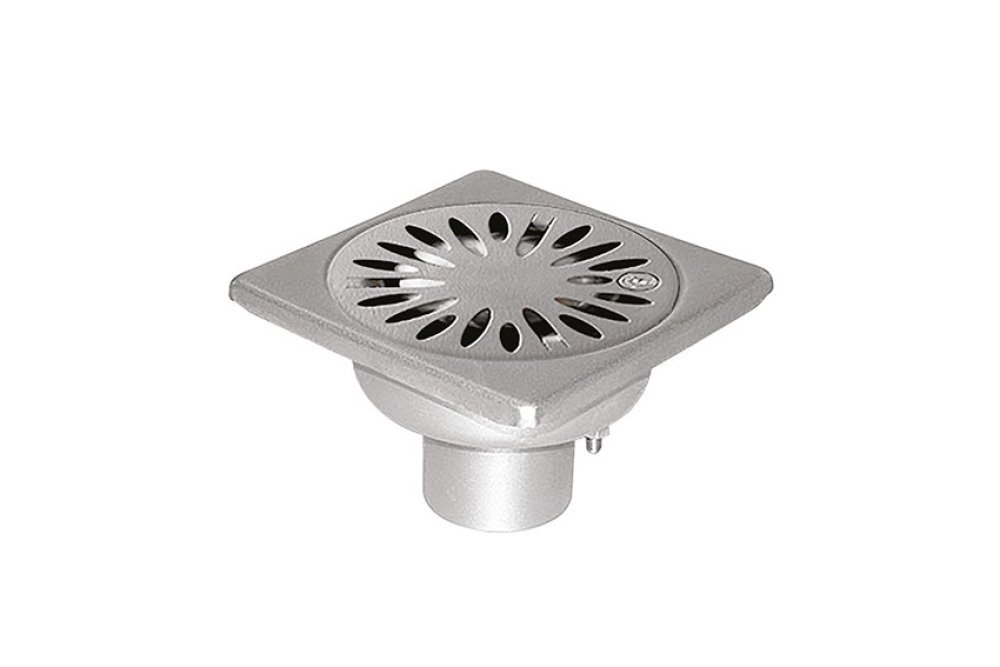 Siphon en inox 100x100mm – sortie verticale 40mm – modèle 2024