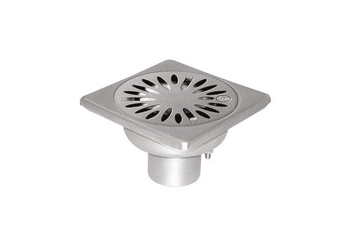 RVS vloerafvoerput 100x100mm – verticale afvoer 40mm – model 2024