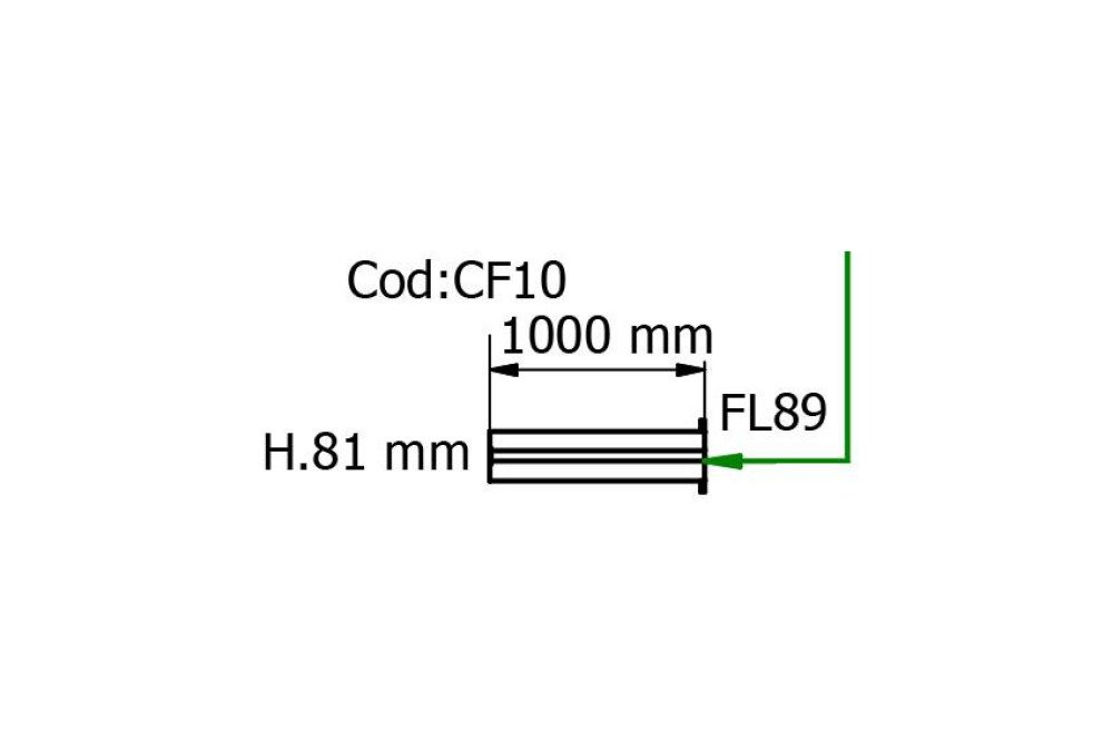 FMC-9060-000 | RVS AFVOERKANAAL 1000MM FLENS 89