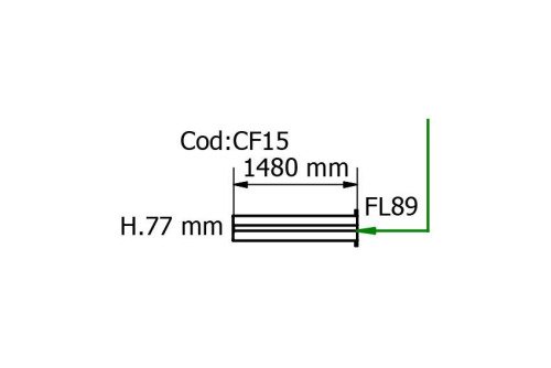 FMC-9061-000 | RVS AFVOERKANAAL 1480MM FLENS 89