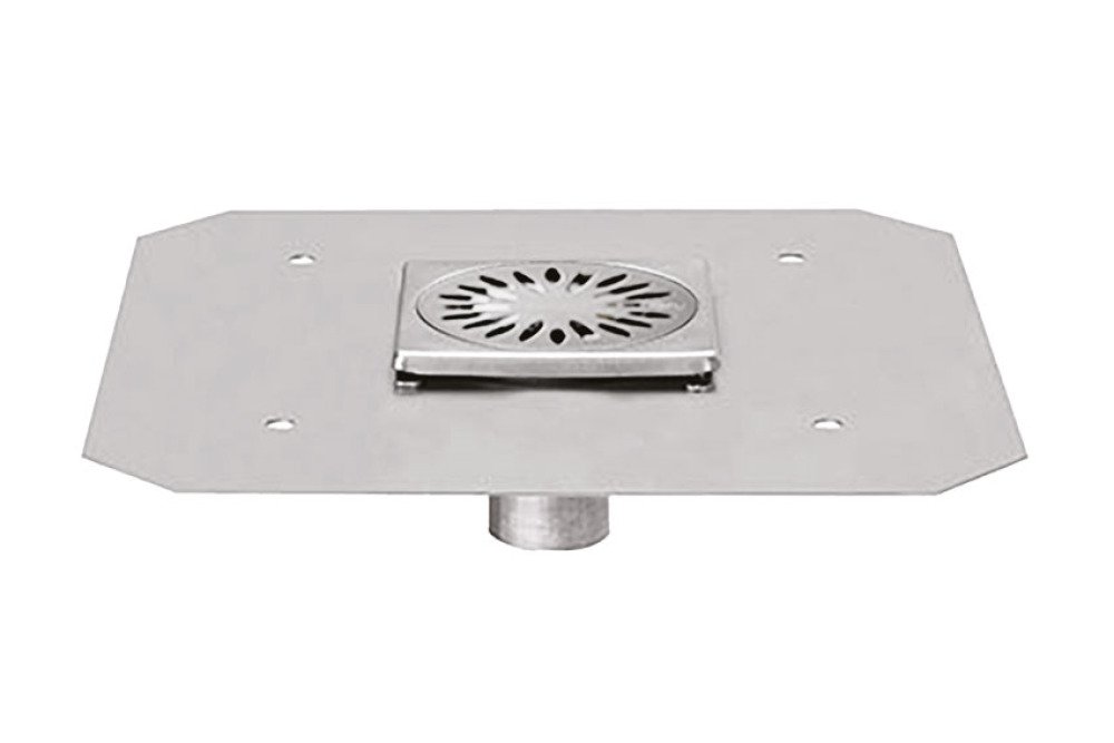 RVS vloerafvoerput 100x100mm - verticale afvoer 40mm