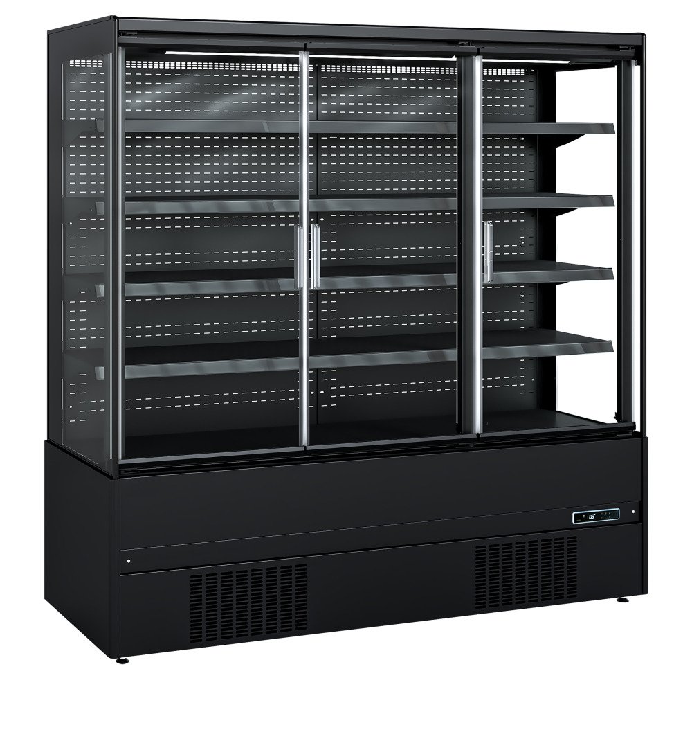 MCB200H (ECRON BK) Wandkoeler zwart met glasdeuren