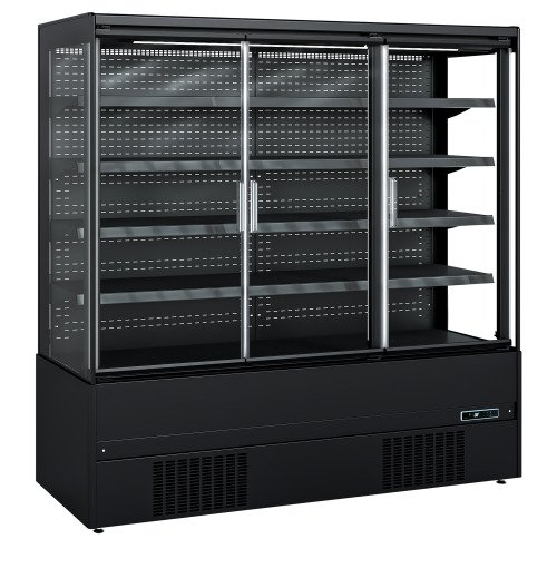 MCB200H (ECRON BK) Wandkoeler zwart met glasdeuren