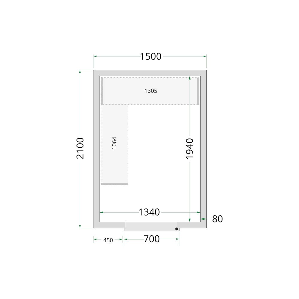 CR 150x210x220 Panneaux de chambre froide 80 mm