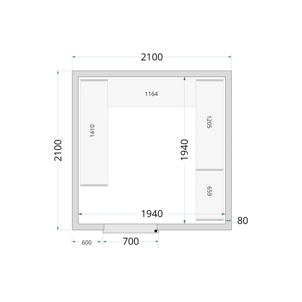 CR 210x210x220 Panneaux de chambre froide 80 mm