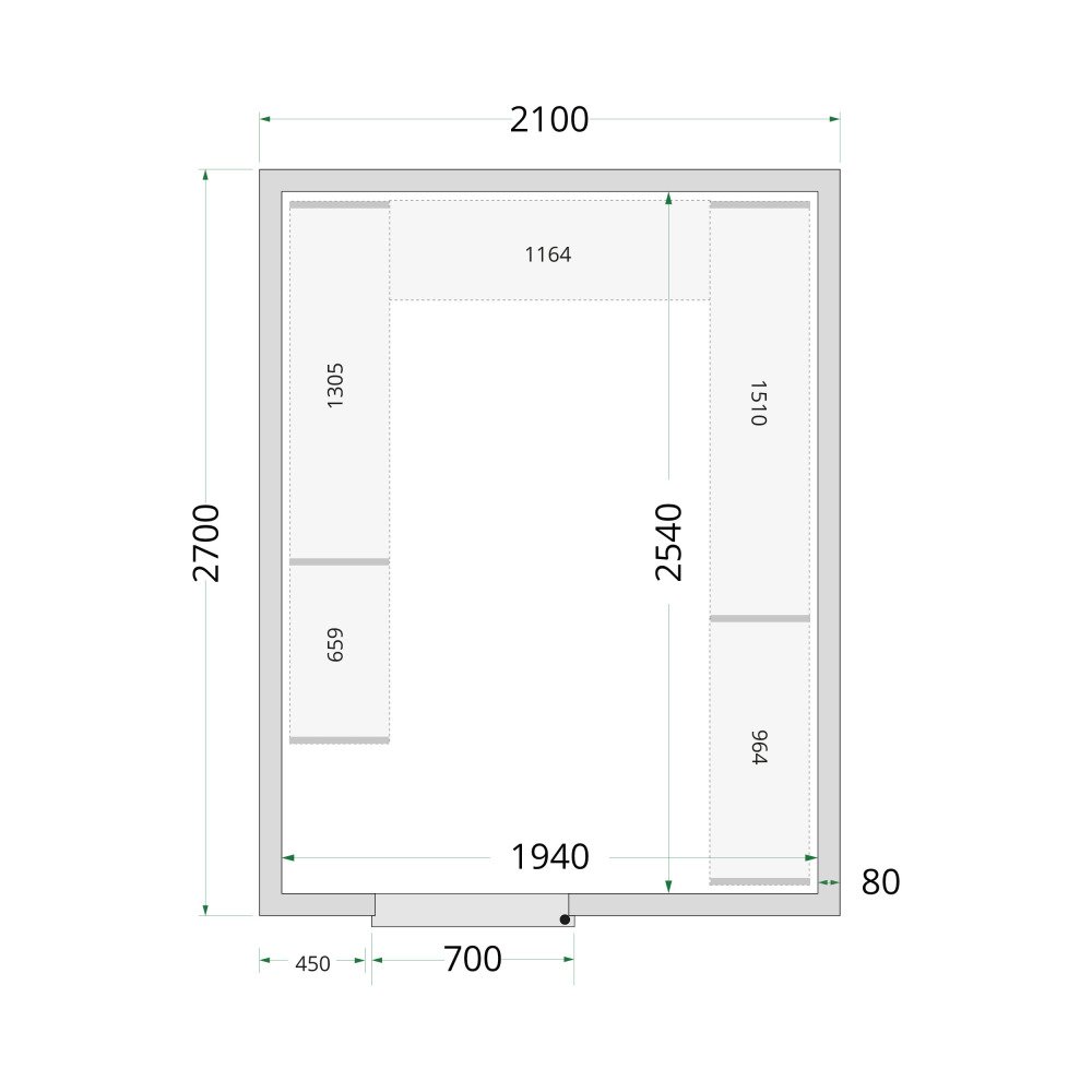 CR 210x270x220 Koelcelpanelen 80 mm