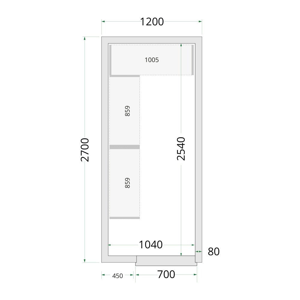 CR 120x270x220 Panneaux de chambre froide 80 mm