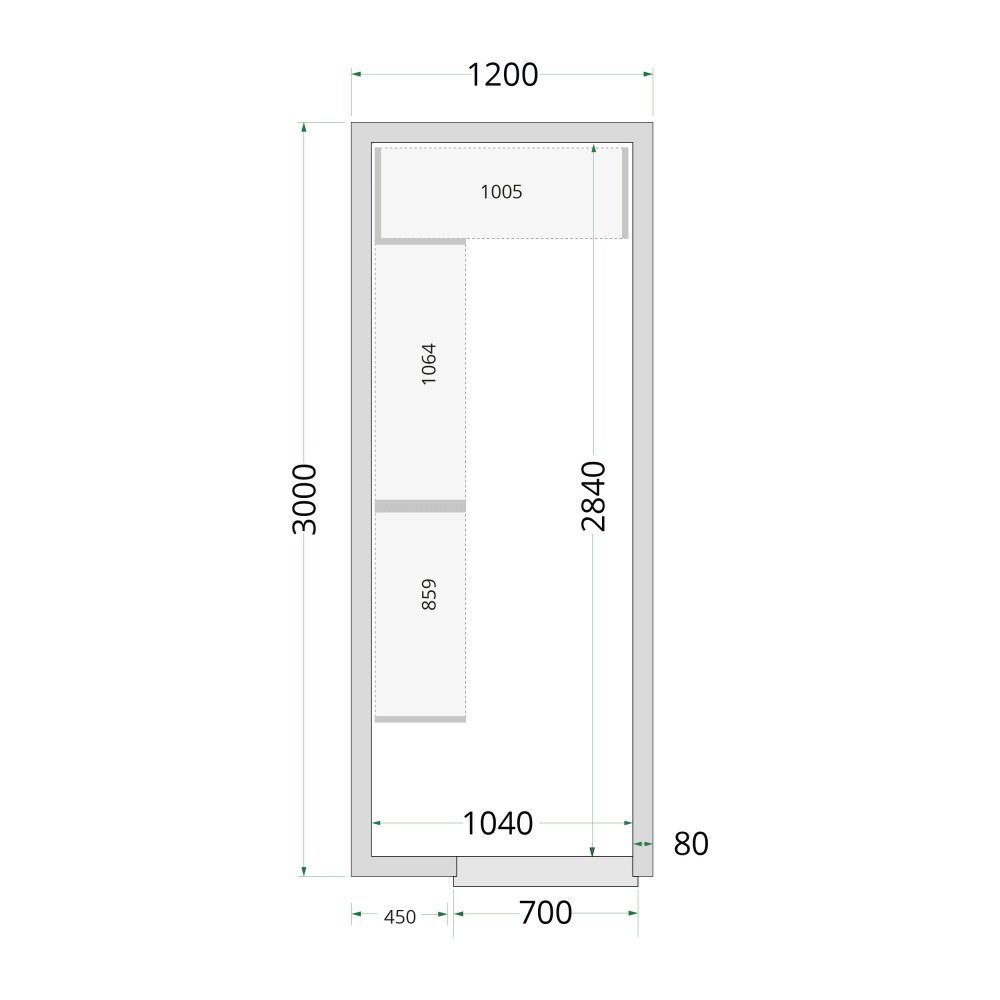 CR 120x300x220 Panneaux de chambre froide 80 mm