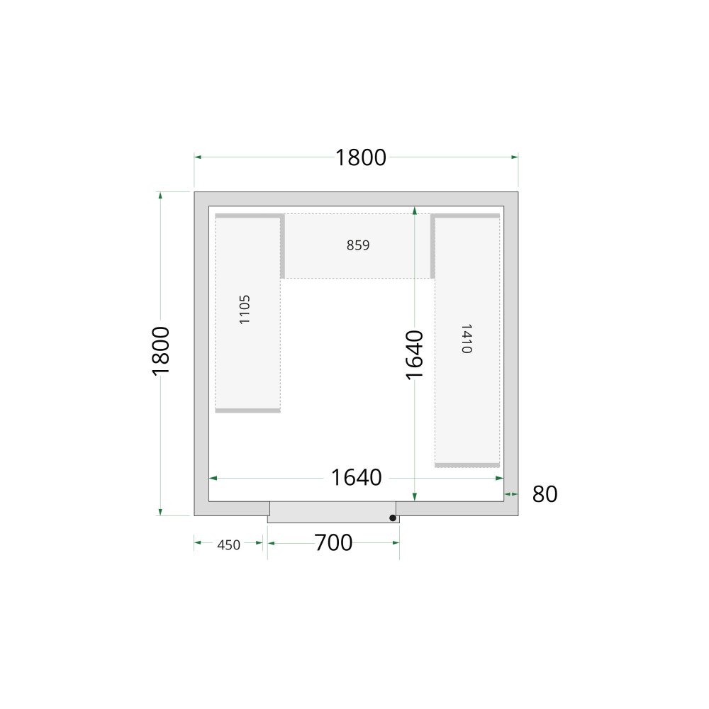 CR 180x180x220 Koelcelpanelen 80 mm