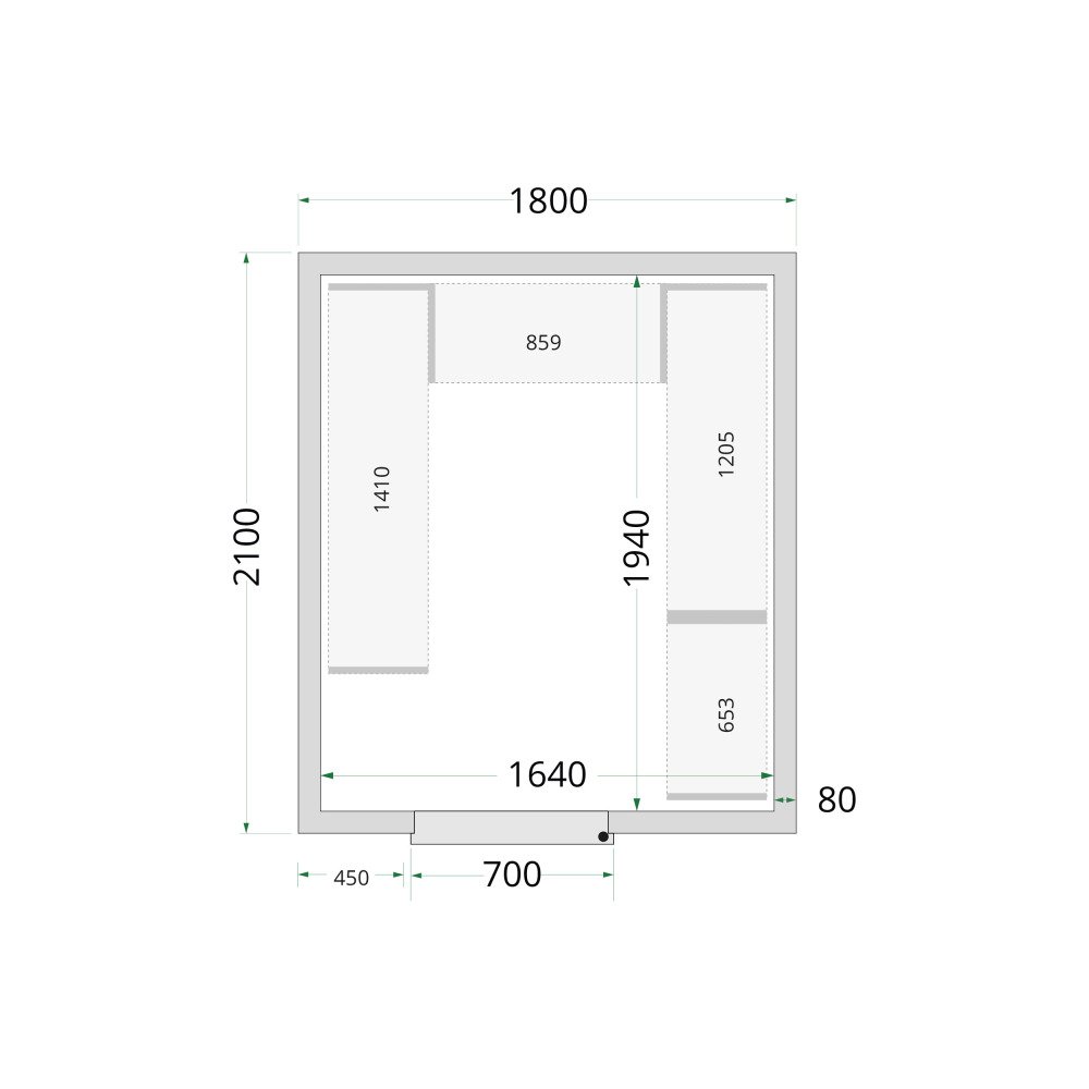 CR 180x210x220 Panneaux de chambre froide 80 mm