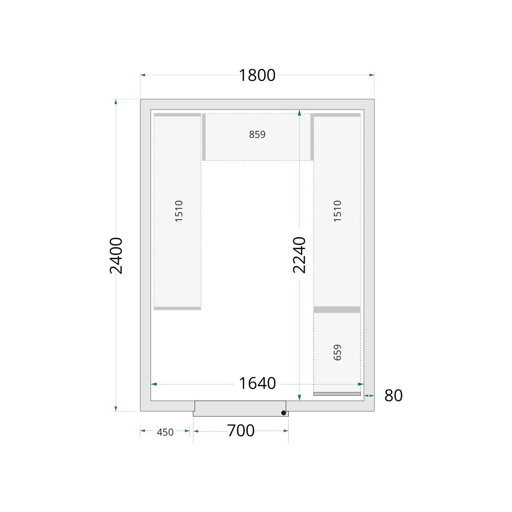 CR 180x240x220 Panneaux de chambre froide 80 mm