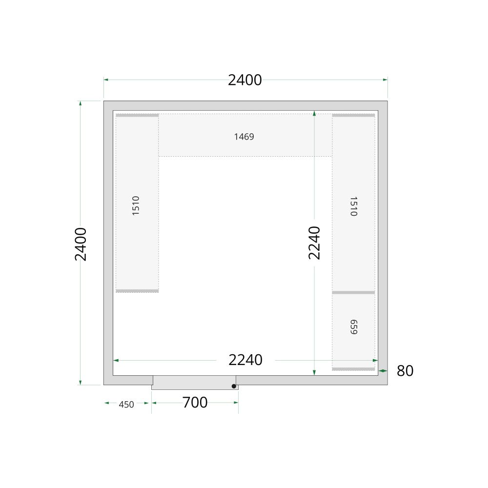 CR 240x240x220 Panneaux de chambre froide 80 mm