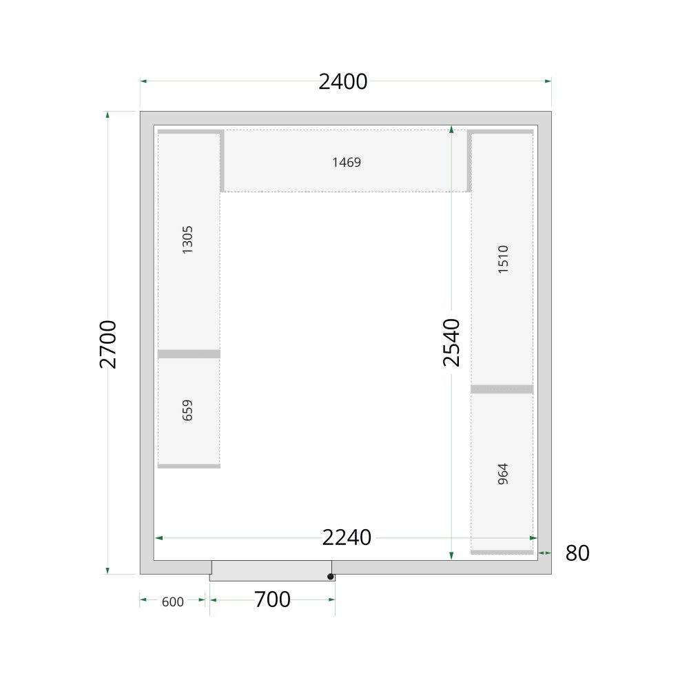 CR 240x270x220 Koelcelpanelen 80 mm