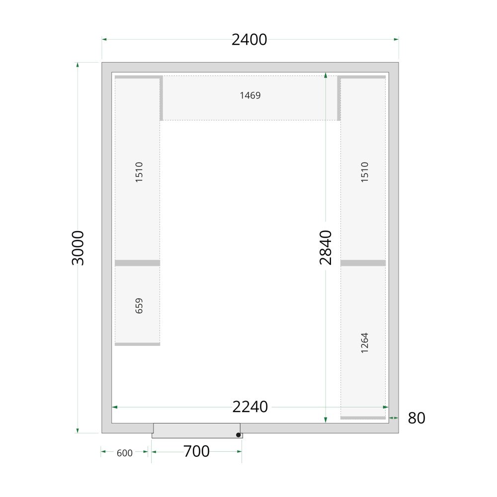 CR 240x300x220 Panneaux de chambre froide 80 mm
