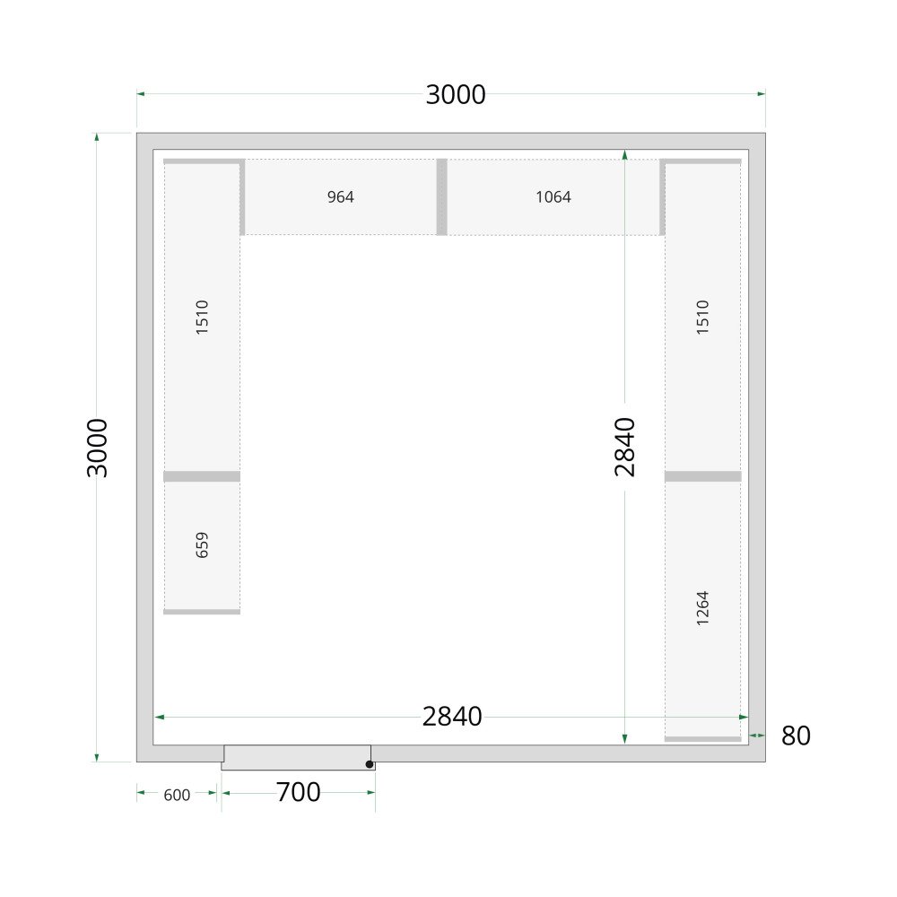 CR 300x300x220 Koelcelpanelen 80 mm