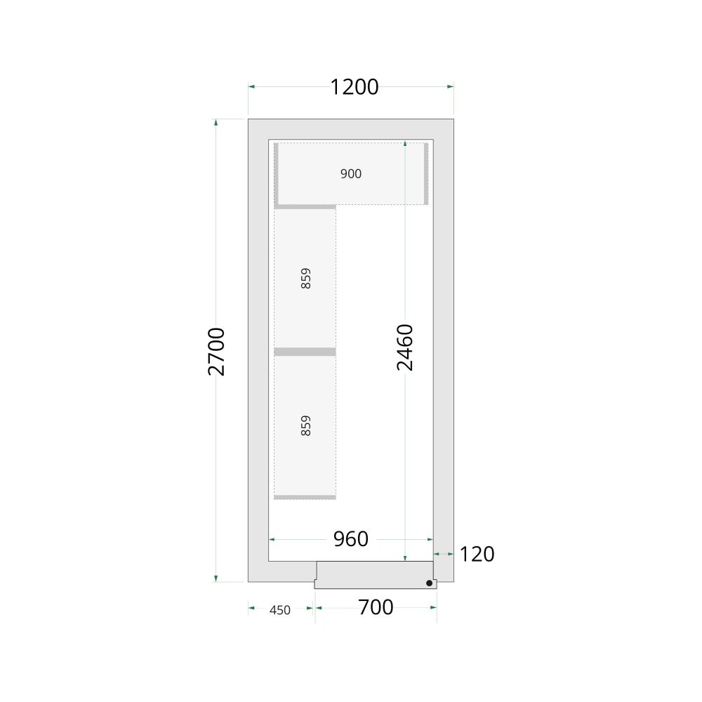 CR 120x270x220 Panneaux de chambre congélation 120 mm