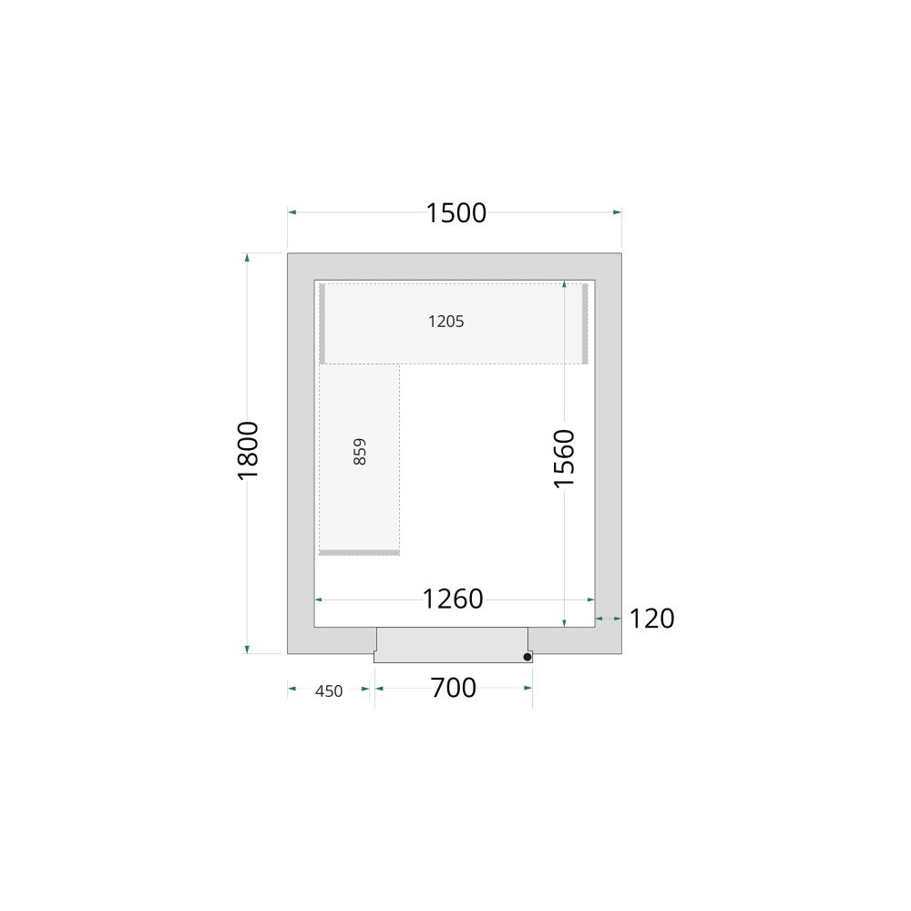 CR 150x180x220 Vriescelpanelen 120 mm