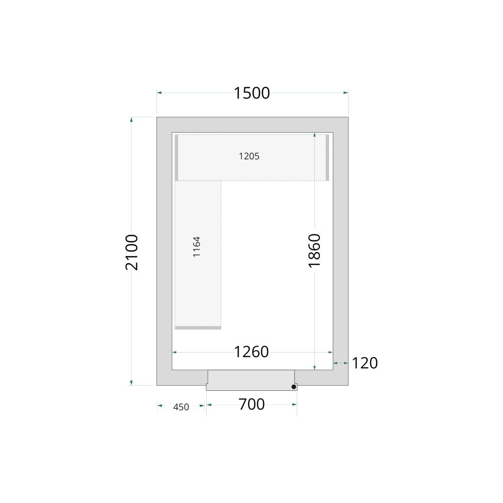 CR 150x210x220 Vriescelpanelen 120 mm