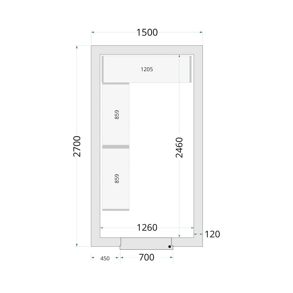 CR 150x270x220 Panneaux de chambre congélation 120 mm