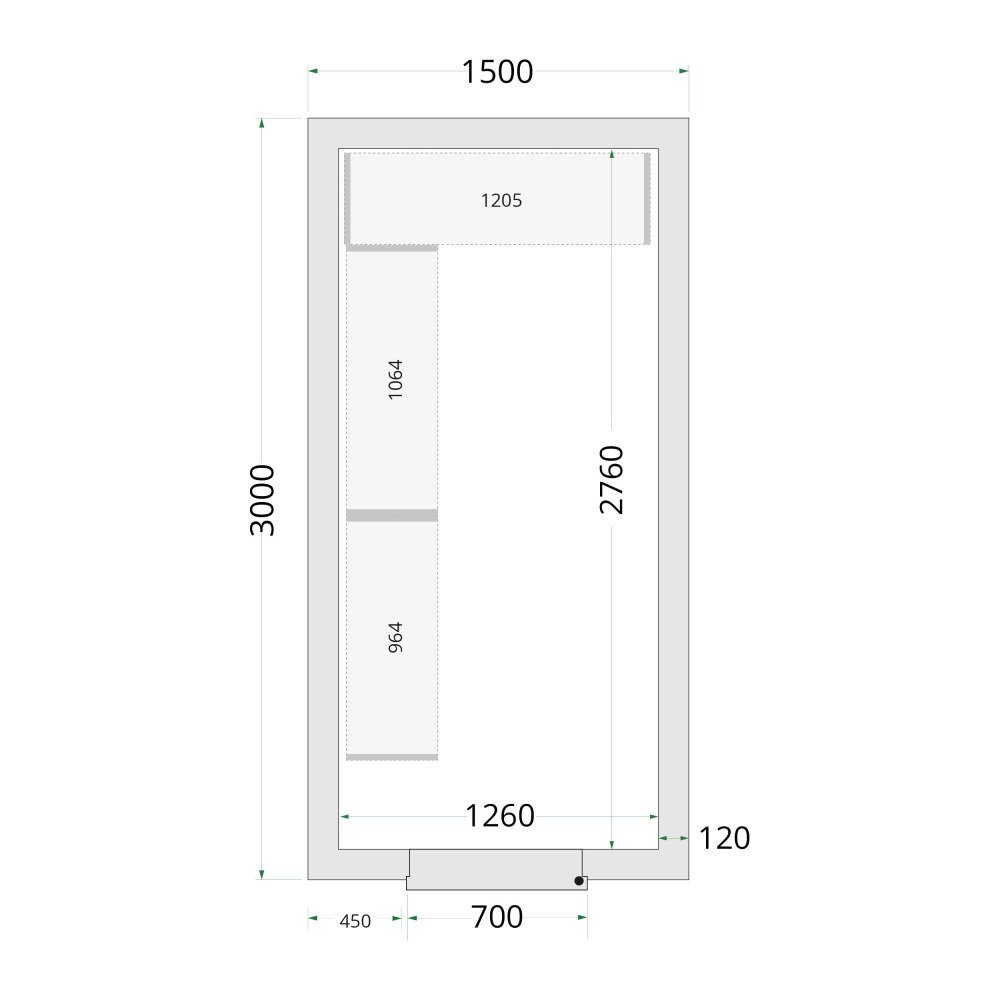 CR 150x300x220 Panneaux de chambre congélation 120 mm