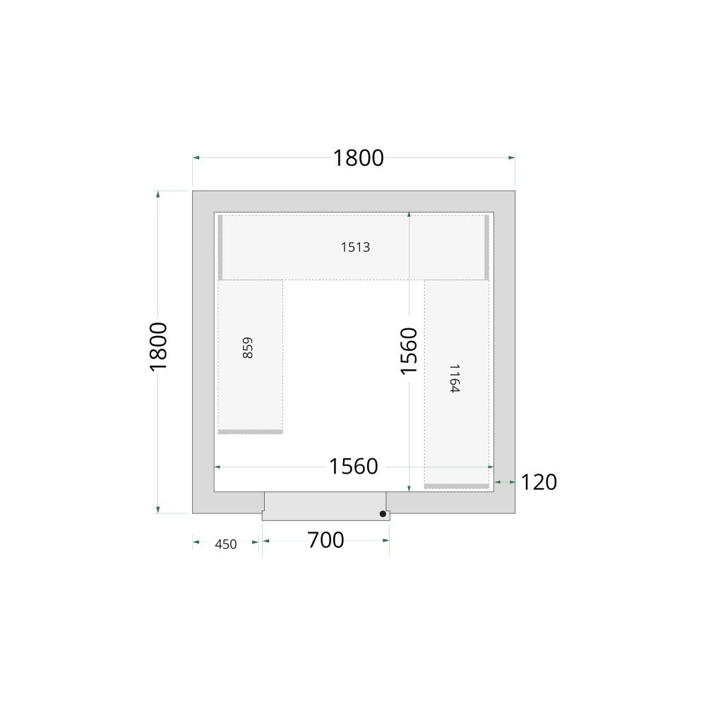 CR 180x180x220 Panneaux de chambre congélation 120 mm