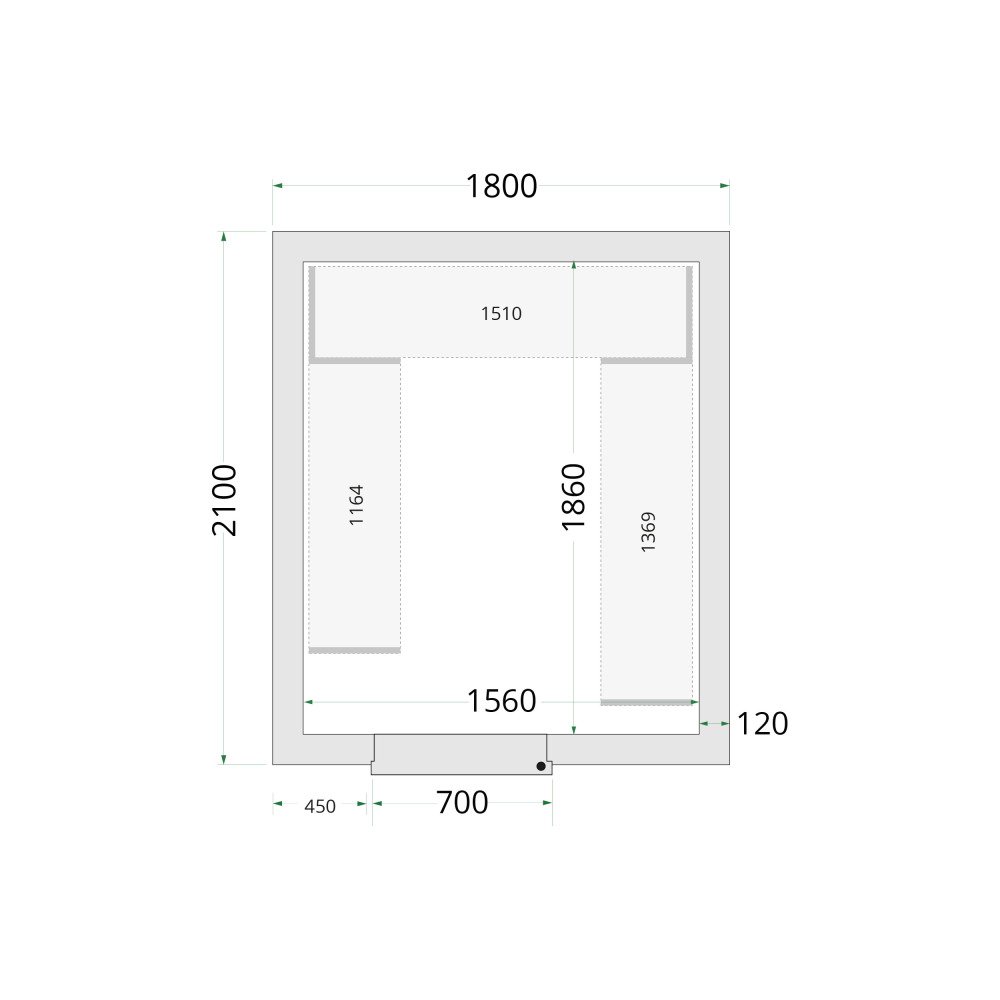 CR 180x210x220 Vriescelpanelen 120 mm