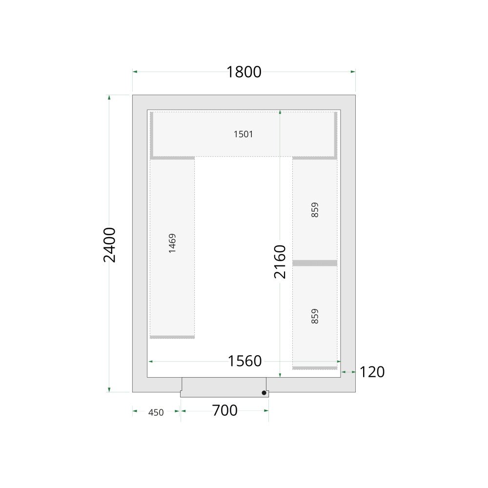 CR 180x240x220 Panneaux de chambre congélation 120 mm