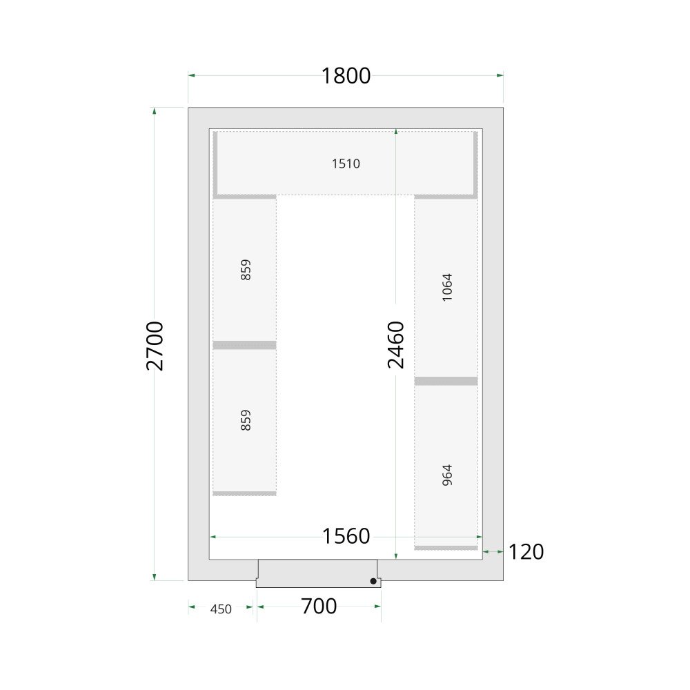 CR 180x270x220 Vriescelpanelen 120 mm