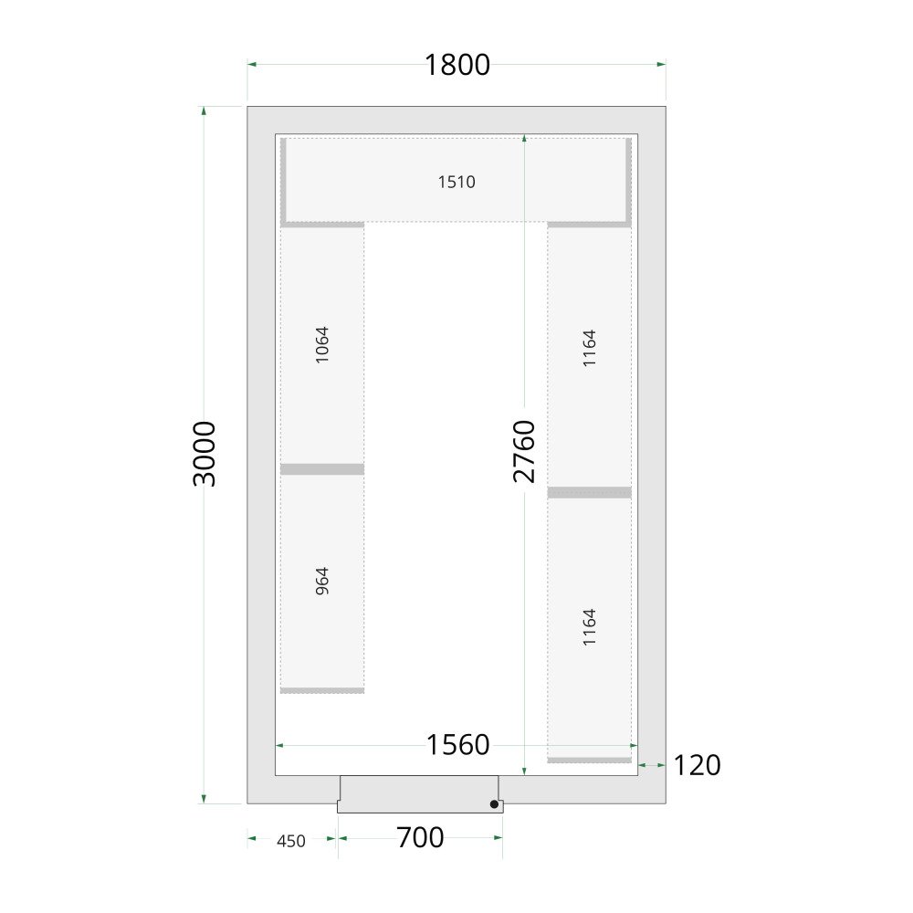 CR 180x300x220 Vriescelpanelen 120 mm