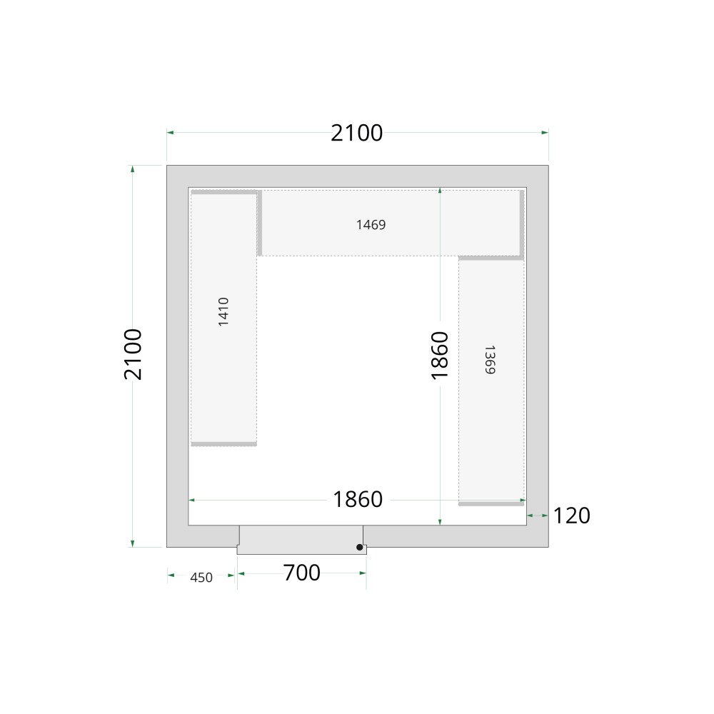 CR 210x210x220 Panneaux de chambre congélation 120 mm