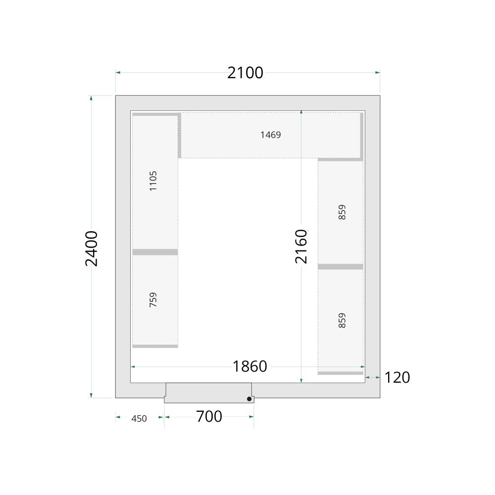 CR 210x240x220 Panneaux de chambre congélation 120 mm