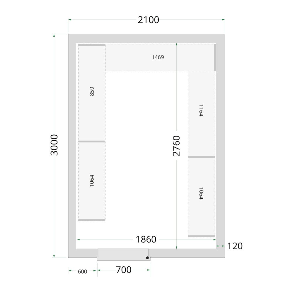 CR 210x300x220 Vriescelpanelen 120 mm