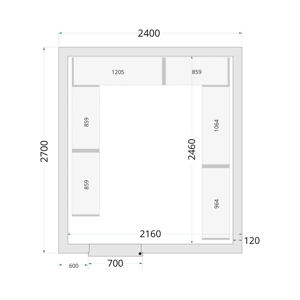 CR 240x270x220 Panneaux de chambre congélation 120 mm