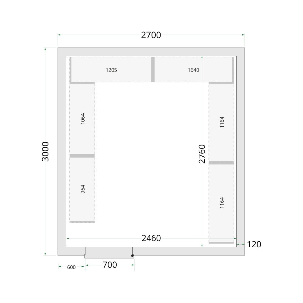 CR 270x300x220 Panneaux de chambre congélation 120 mm