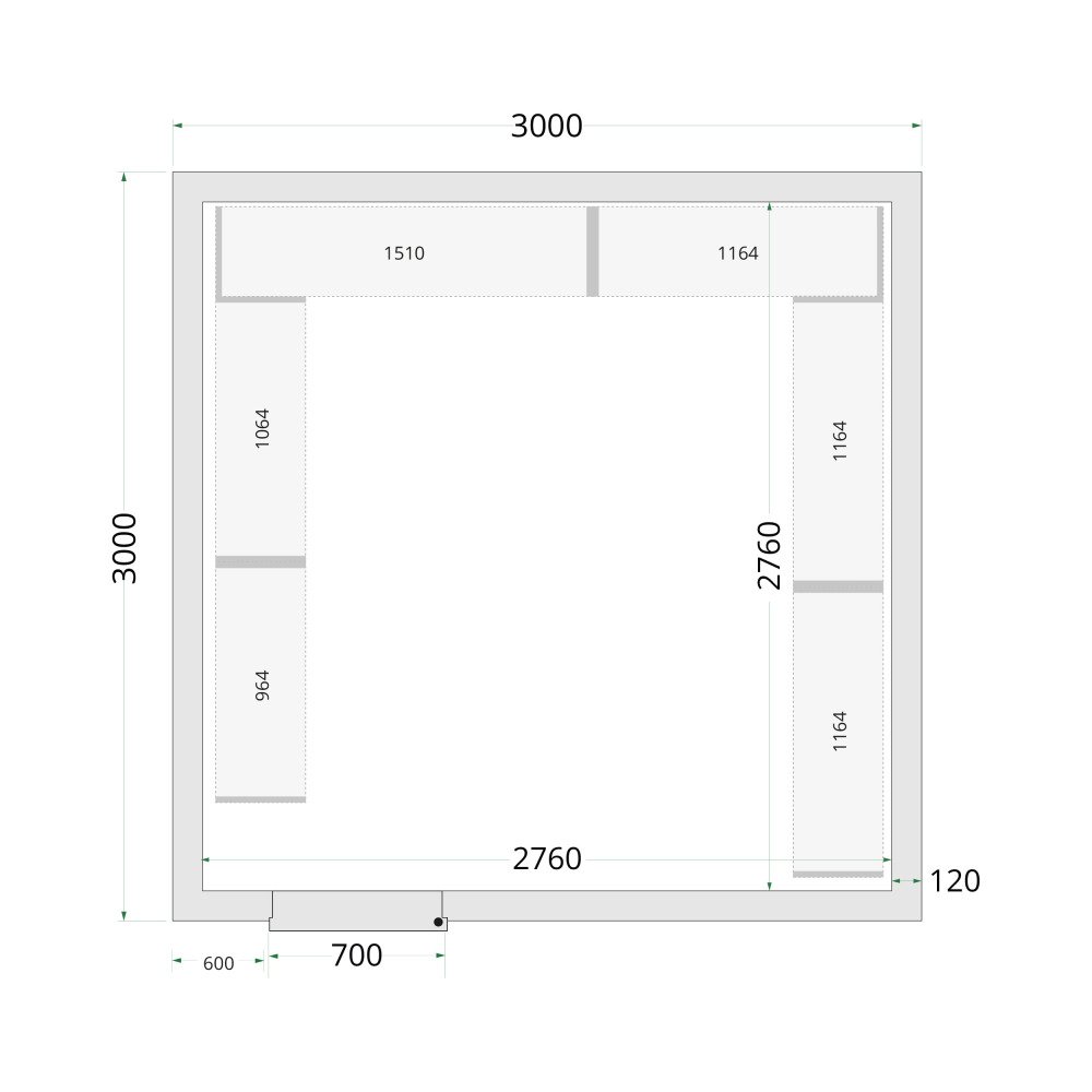 CR 300x300x220 Panneaux de chambre congélation 120 mm