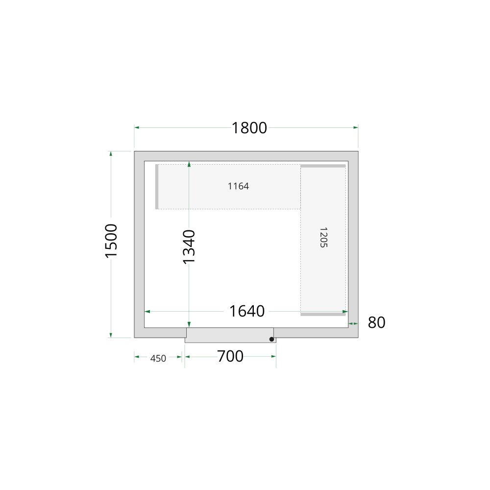 CR 180x150x220 Panneaux de chambre froide 80 mm