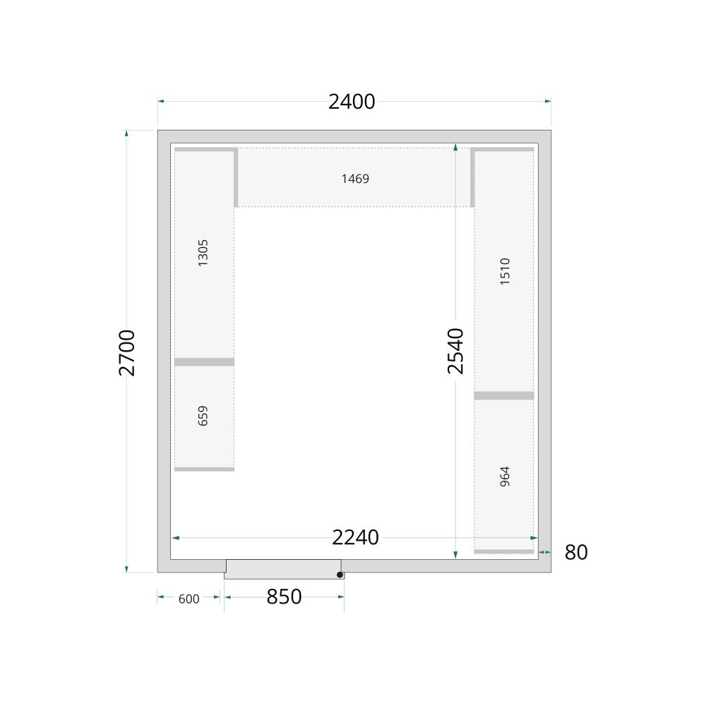 CR 240x270x220 WD Panneaux de chambre froide 80 mm
