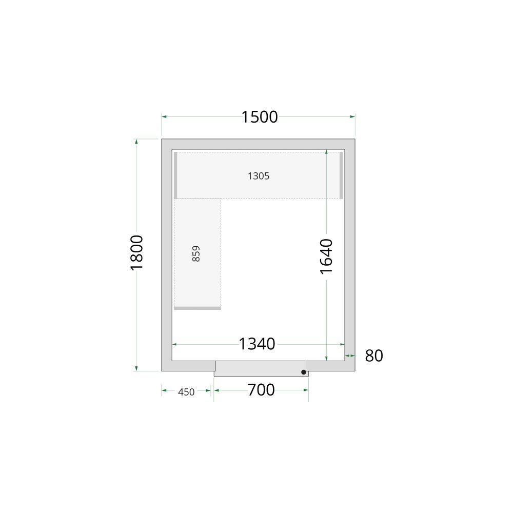 CR 150x180x220 Panneaux de chambre froide 80 mm