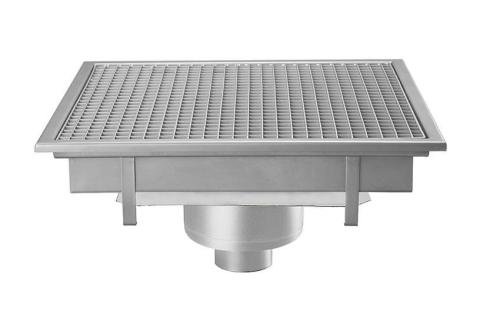 FMC-8303-000 | RVS VLOERAFVOERPUT 600X600MM VERTICALE AFVOER 100MM