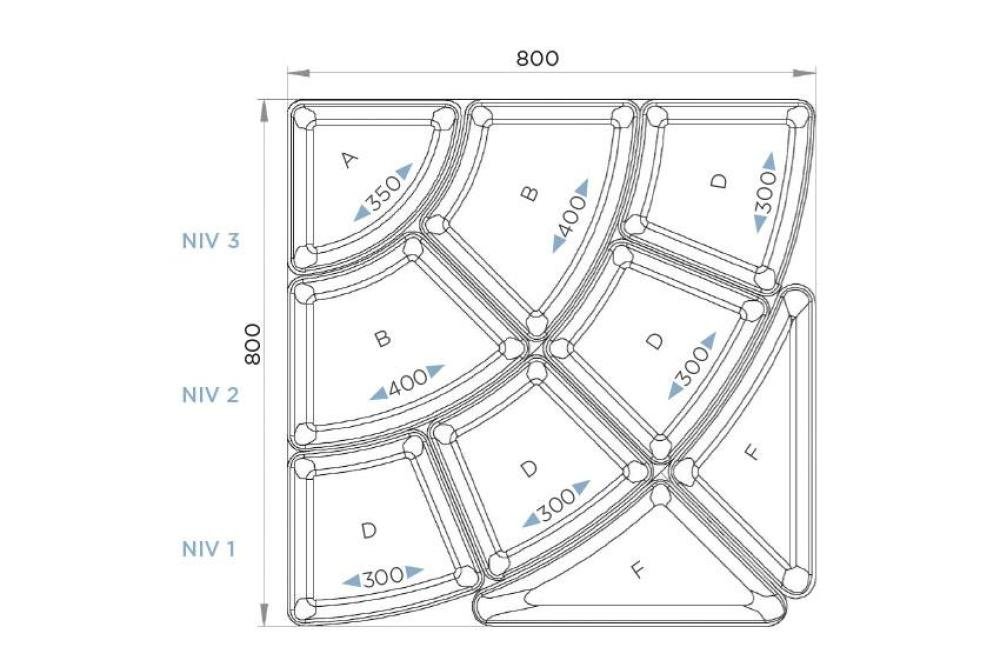 LPK-1509-020 | KIT PETALE - 9 PLATEAUS  50MM 800X800MM
