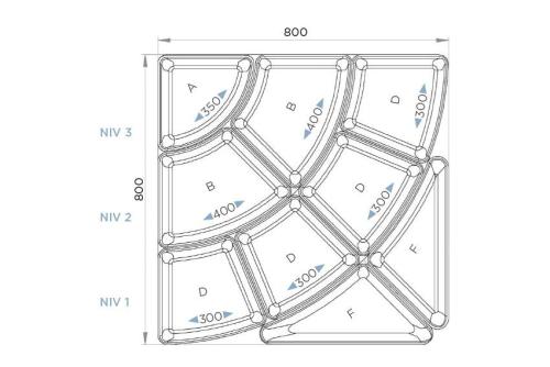 LPK-1509-020 | KIT PETALE - 9 PLATEAUX  50MM 800X800MM