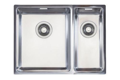 RMR-5310-841 | DUBBELE SPOELBAK R15 - GEPOLIJST - INCL. L: 340X400X200MM R: 180X400X140MM