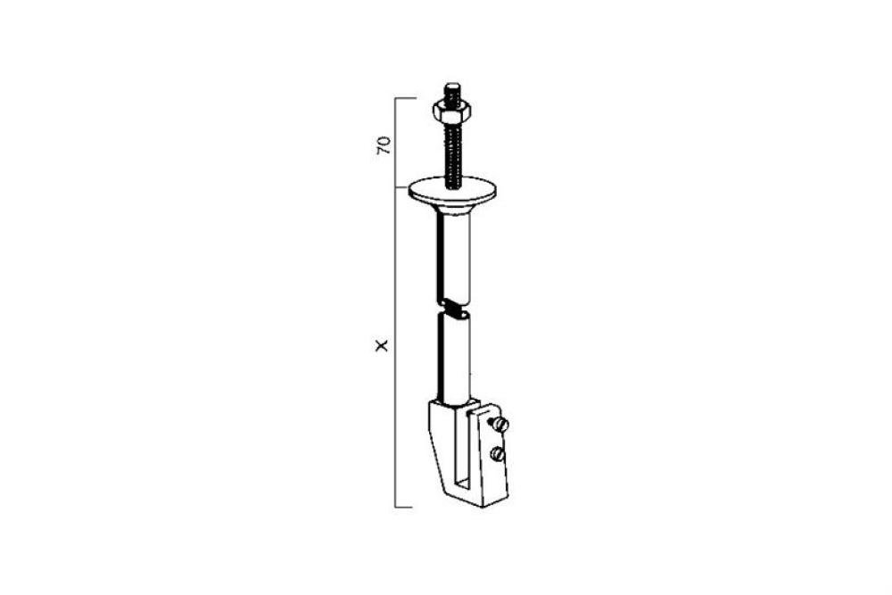 CHB-8150-000 | SUPPORT PLAFONNIER POUR BARRE 55/65 AVEC TIGE M12 LONGUEUR 1000 MM