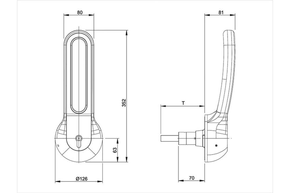 RLC-1108-000 | FERMETURE COMPLETE + CLE POUR PANNEAU DE 80MM